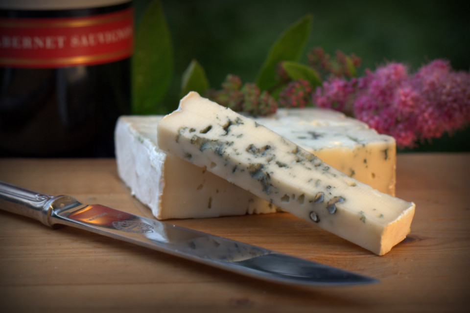 Blåmögelost och vin från Löt Gårdsmejeri